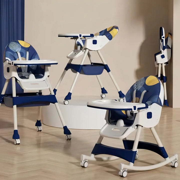 Silla De Comer Para Bebé 2 En 1 Mecedora Color Azul Niños