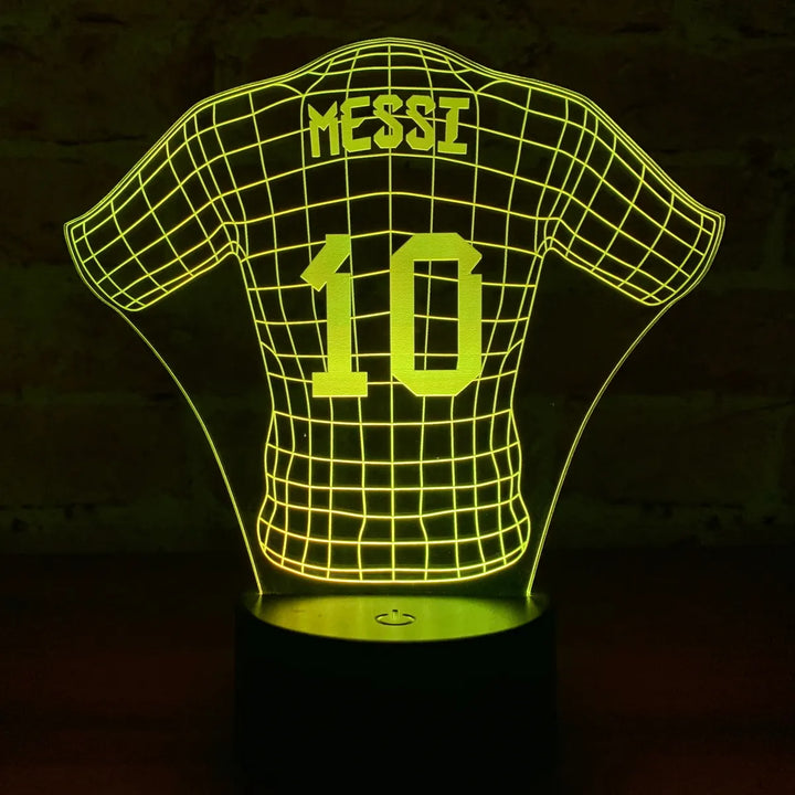 Lámpara Led Messi Camiseta Uniforme Fútbol Regalo Holograma Negra