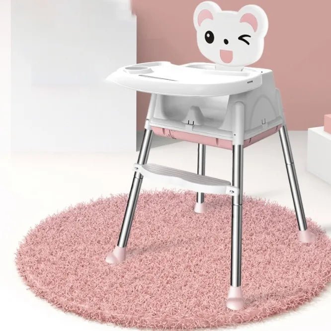 Silla Comedor 4 En 1 Bebes Color Rosa Liso