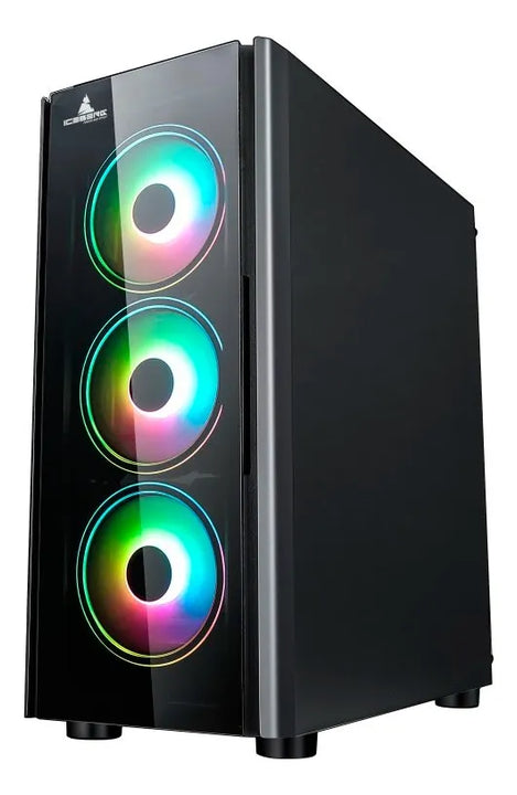 Chasis Gabinete Iceberg Crystal G9 Atx - 4 Ventiladores Rgb Color Negro