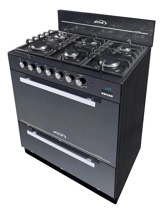 Estufa Con Horno Abba 6 Puestos Gas Natural Rg 803-4n Gt Color Negro