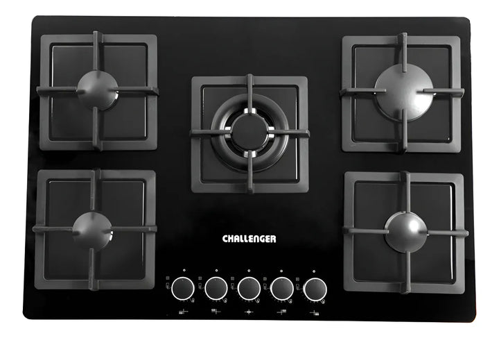 Estufa De Empotrar Vidrio Templado Negro Cinco Puestos 76 Cm