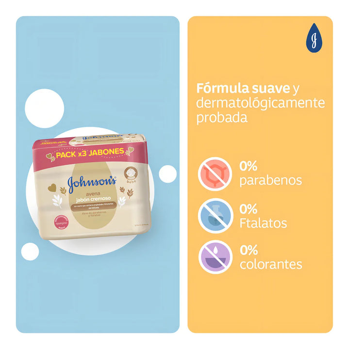 Jabón Bebé Johnson's Avena tripack 3x110 gr