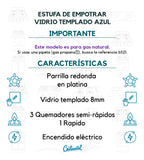 Estufa De Empotrar Vidrio Templado 62x52cm Gas Natural 6507 Azul