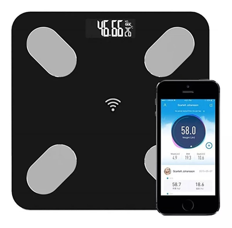 Bascula Pesa Vidrio 180kg Inteligente Con Bluetooth Digital