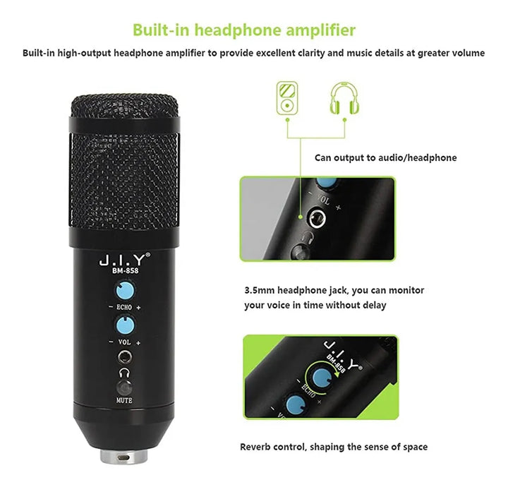 Grandioso Micrófono Condensador Usb Con Trípode Color Negro