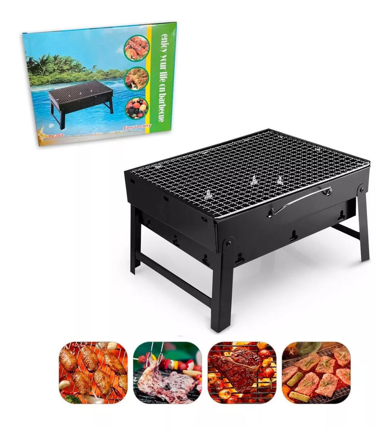 Asador De Carbón Bbq Camping Portátil Mini 36x29cm