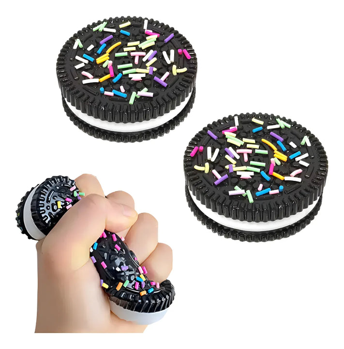 Pack 2 Juguetes Squishys Oreo Kawaii Antiestrés Pegajoso Color Negro