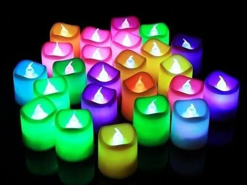 6 Velas Led Multicolor Pilas Navideñas Luz Rgb Iluminación