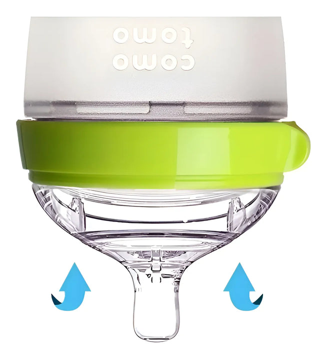Comotomo biberón de silicona 150ml anticólico color verde 2 unidades