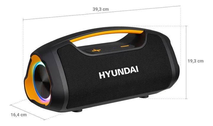 Parlante Hyundai Portátil Bluetooth/fm 120/watts Impermeable Negro