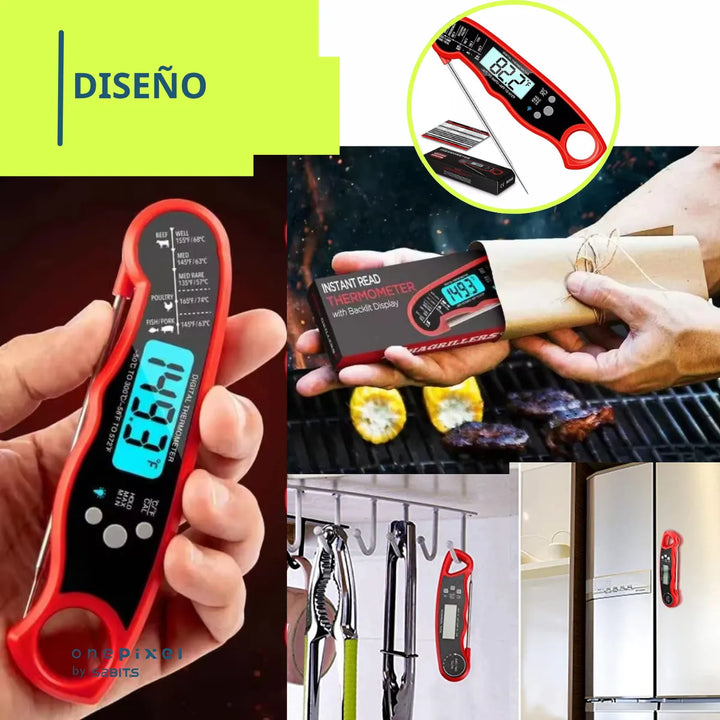 Termometro Cocina Para Carne Digital Horno Punzon Asador Rojo
