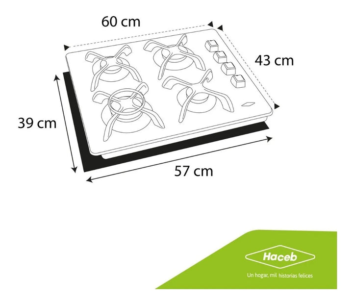Estufa De Empotrar Cristal 60x43 Cm Gas Natural Haceb Color Negro