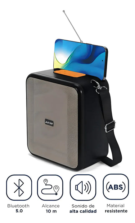 Parlante Radio Bluetooth Portatil Microfono Micro Sd Fm Color Gris