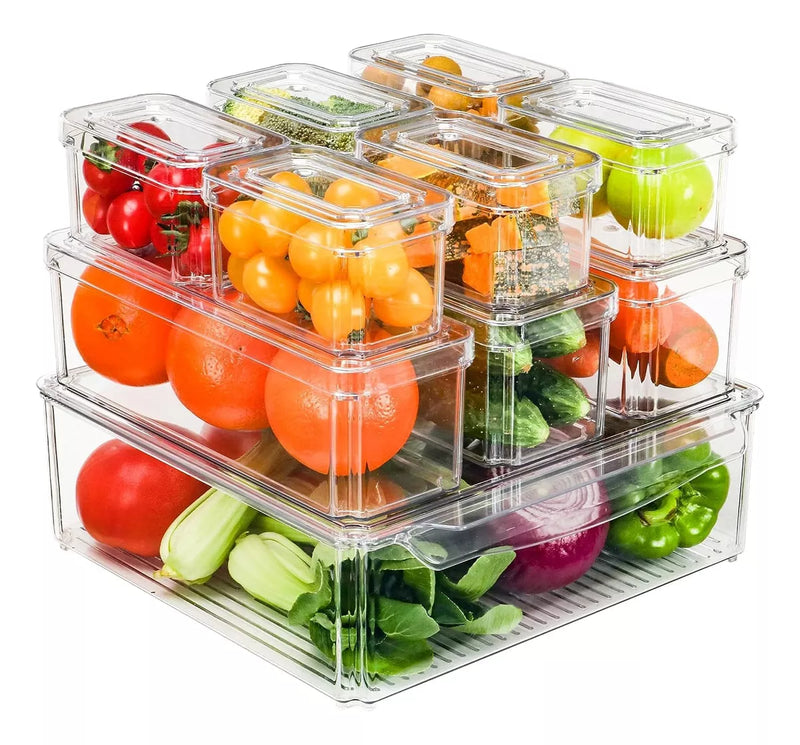 Juego De 10 Organizadores Refrigerador Caja Almacenamiento