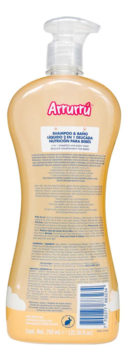 Shampoo Y Baño Liquido Arrurru Delicada Nutrición 750 Ml