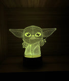 Lámpara Led 3d Star Wars Baby Yoda Grogu Holograma Regalo Negro