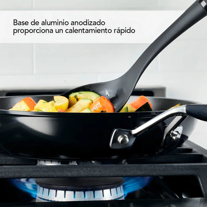 Sartén 31cm anodizado duro, antiadherente, Negro Onyx KitchenAid.