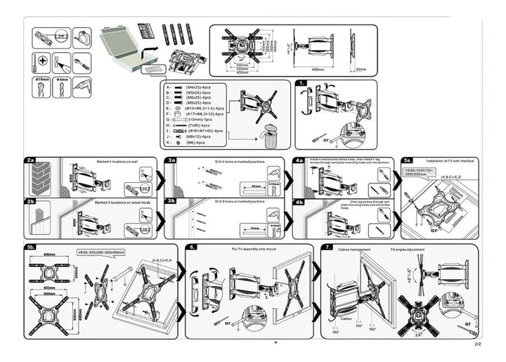 Soporte Tv 32 A 55 Referenci P4 Grande Brazo Largo Giratorio Negro