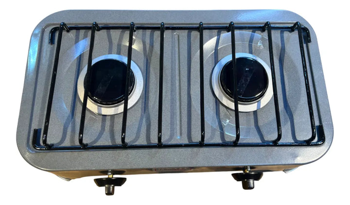 Estufa De 2 Puestos Gas Marca Omega, Garantia 1 Año, Esmalte Gris Oscuro