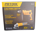 Combo Taladro 1/2 Y Pulidora De 4.5 Pulgadas Amarillo