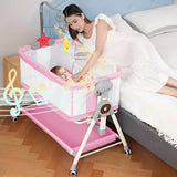 Cuna Mecedora 3 En 1 Para Bebé Rosa Con Música Y Almacenamie