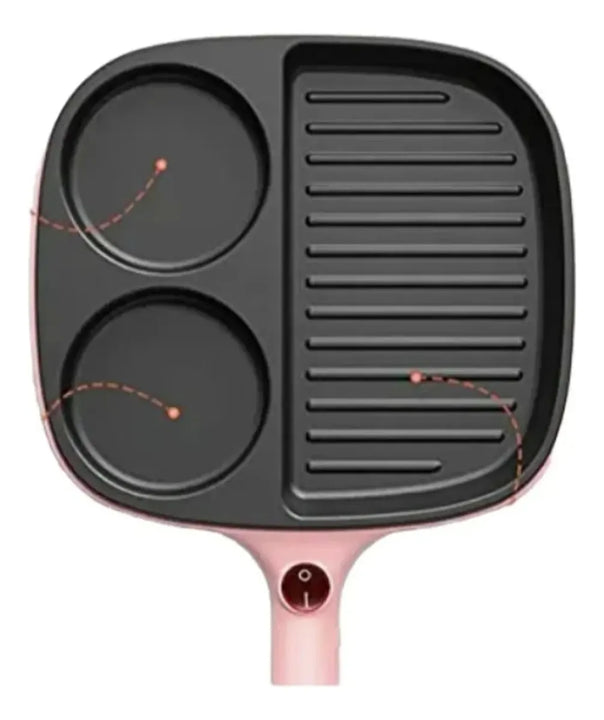 Sartén Eléctrico 3 Puestos Rosa