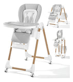 Silla Alta Plegable 3 En 1 Para Bebés Y Niños Gris Claro