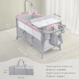 Cuna De Bebé Portátil Con Colchón Y Cambiador Rosa