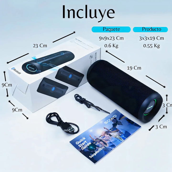 Altavoz Portátil, Altavoz Bluetooth Inalámbrico, Ipx7 Imperm Color Negro