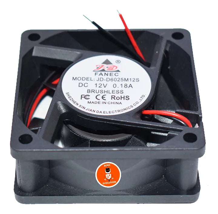 Ventilador De Refrigeración 6x6x2.5cm Brushless 12v/2cables