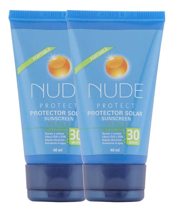 Protector Solar Nude Spf 30 En Crema Tubo 40 Ml 2 Unidades