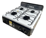 Estufa 4 Puestos Mesa Acero Inoxidable 2 Fogones Rapidos Gn Negro