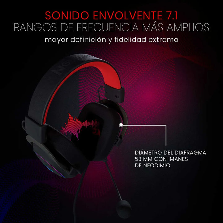 Auriculares Gamer Redragon Gamer Zeus X H510 Rgb Led Usb Negro