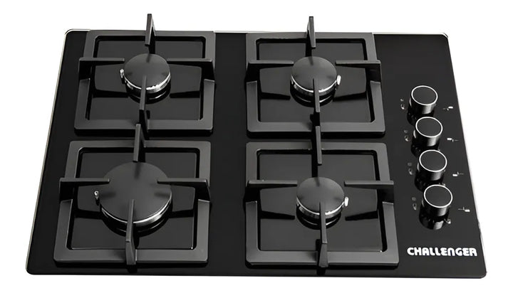 Estufa De Empotrar Challenger 4 Puestos Gas Vidrio Sq 6759 Color Negro