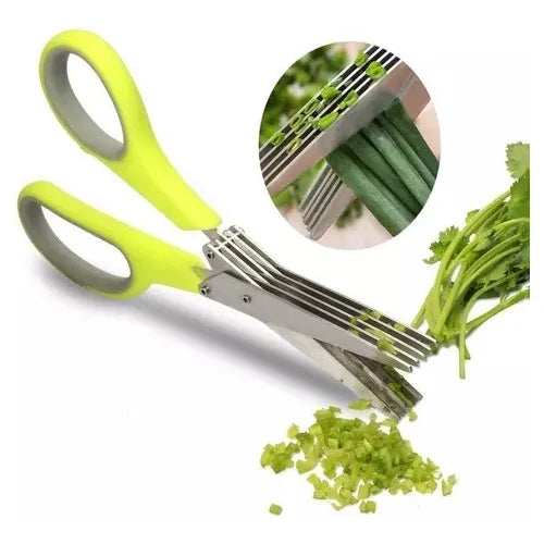 Tijera De Verduras Para Cocina 5 Hojas En Acero Inoxidable