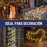 Guirnalda Luces Led Solar Cortina Hojas Enredadera Set 2 X7m