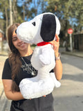 Peluche Perro Snoopy Grande 55cm + Moño + 3 Globos Blanco