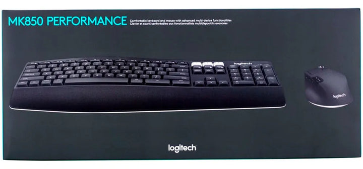 Kit de teclado y mouse inalámbrico Logitech MK850 Español Latinoamérica de color negro