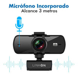 Webcam Camara Web Linkon 2k 1440p Usb Microfono + Tripode Color Negro