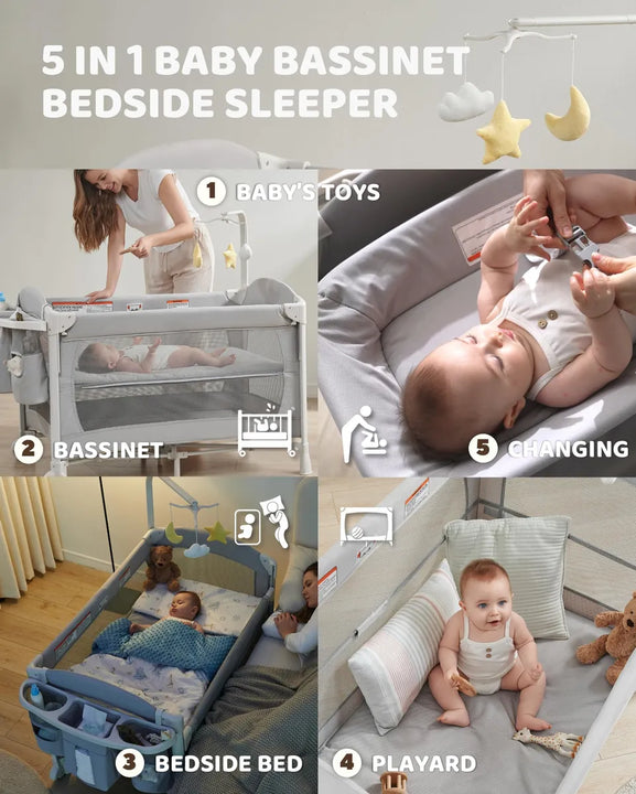Cuna De Bebé 5 En 1 Con Cambiador Y Accesorios