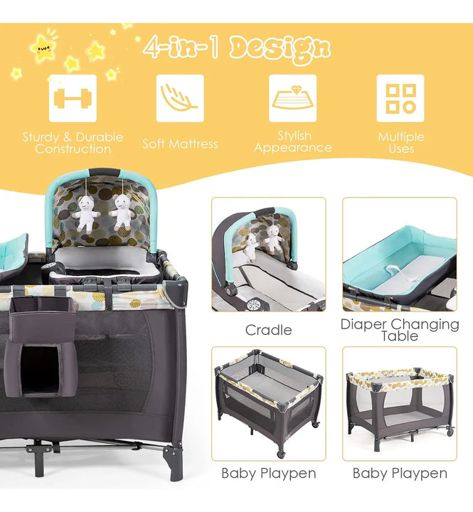 Honey Joy Paquete 4 En 1 Moisés Cuna Juguetes Y Corral