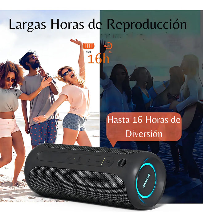 Altavoz Portátil, Altavoz Bluetooth Inalámbrico, Ipx7 Imperm Color Negro