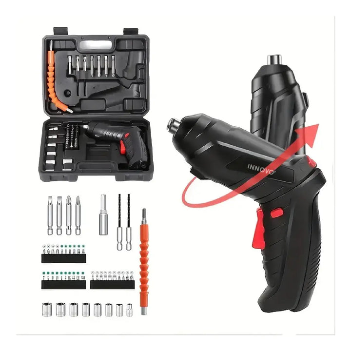 Atornillador Inalambrico Recargable 50 En 1 Con Estuche - Negro - 50