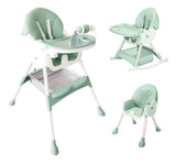 Silla Comer Comedor 3 En 1 Reclinable Plegable Para Bebé Color Verde Claro