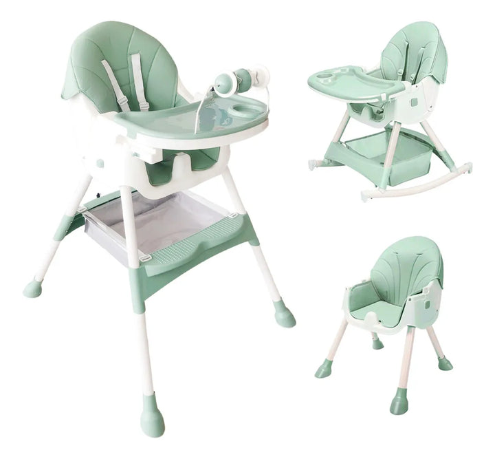Silla Comer Comedor 3 En 1 Reclinable Plegable Para Bebé Color Verde Claro