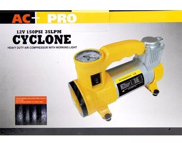 Compresor 12v Con Linterna Ac-pro Cyclone