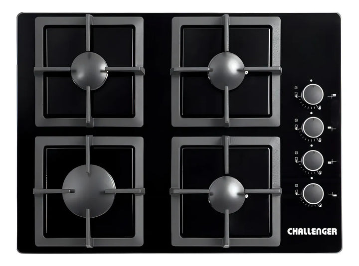 Estufa De Empotrar Challenger 4 Puestos Gas Vidrio Sq 6759 Color Negro