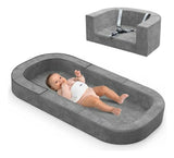 Cuna De Viaje Y Sofá Premium 4 En 1 Para Bebé, Gris