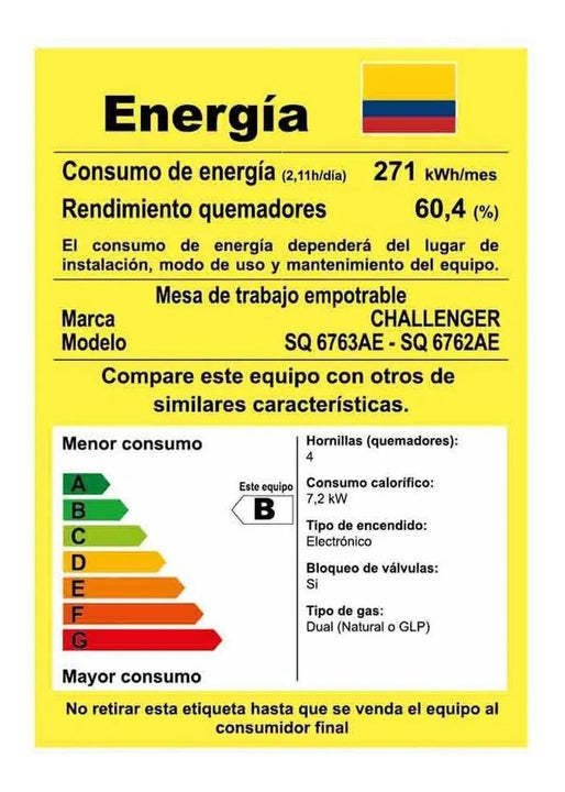 Estufa De Empotrar A Gas 4 Puestos Vidrio Templado 60 Cm Negro